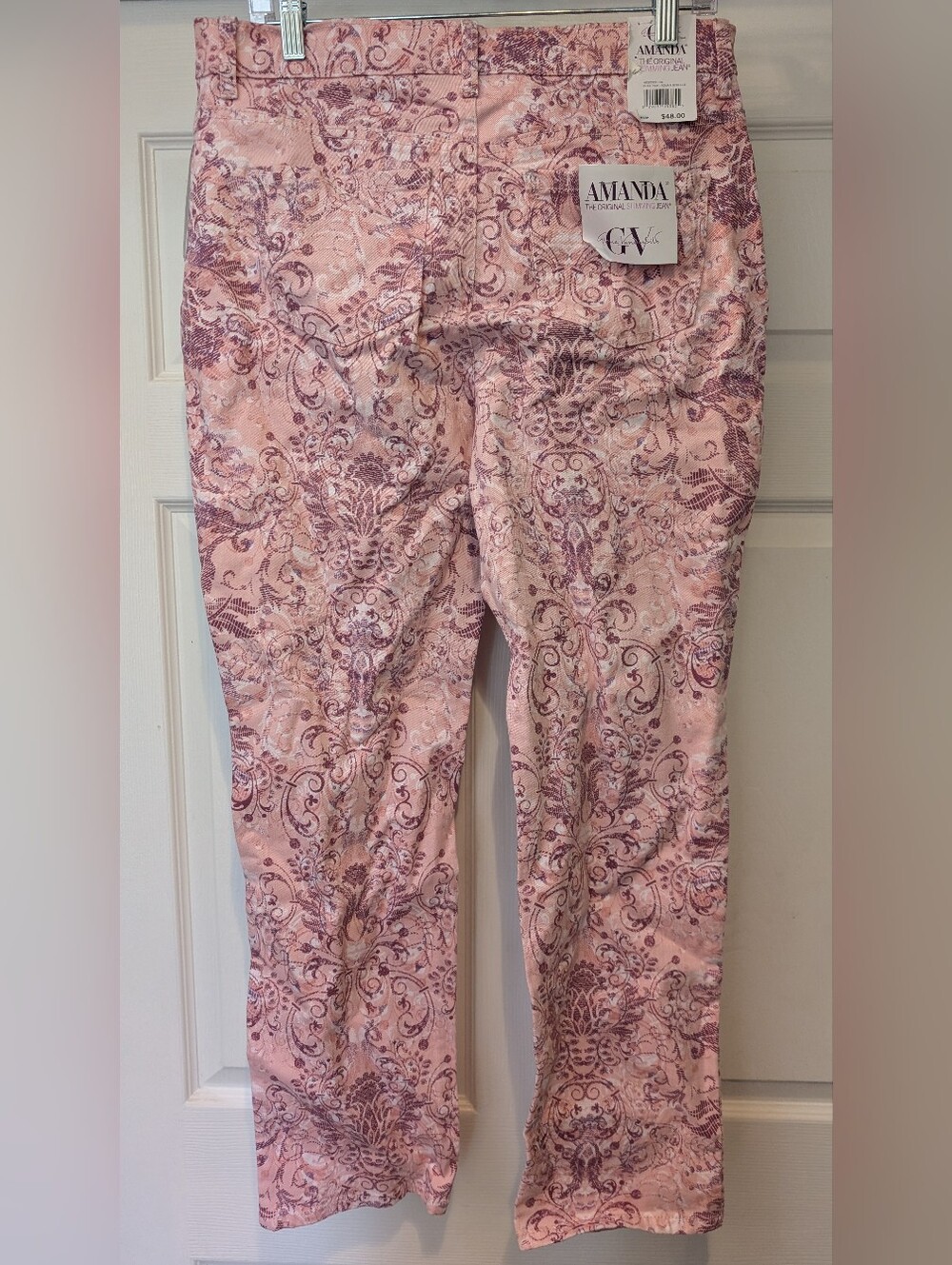 NEW Gloria Vanderbillt Amanda Slimming Jean Women's Rosy Pink Roman Scrolls NWT! - Picture 10 of 16